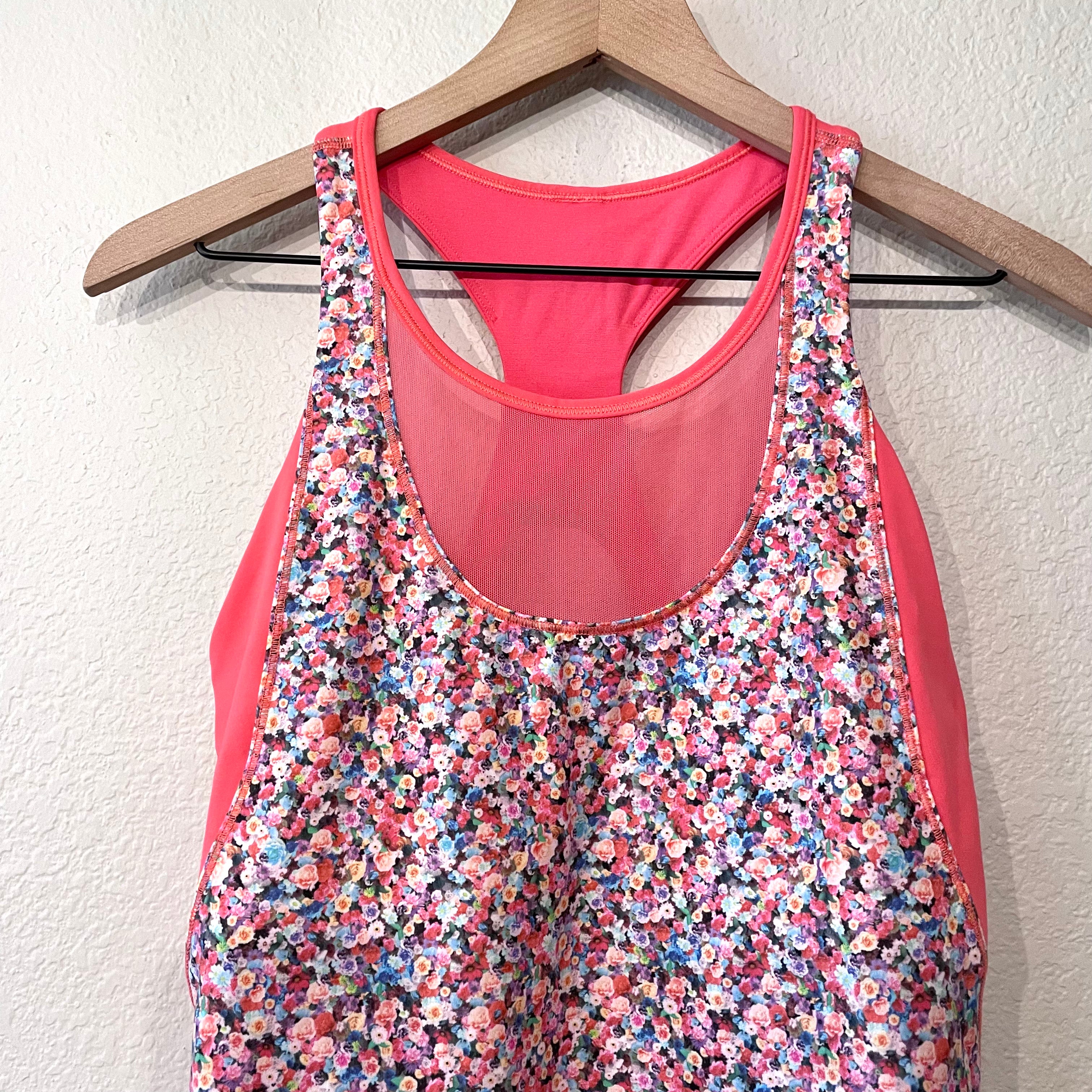 Floral Mesh Racerback Tank Top