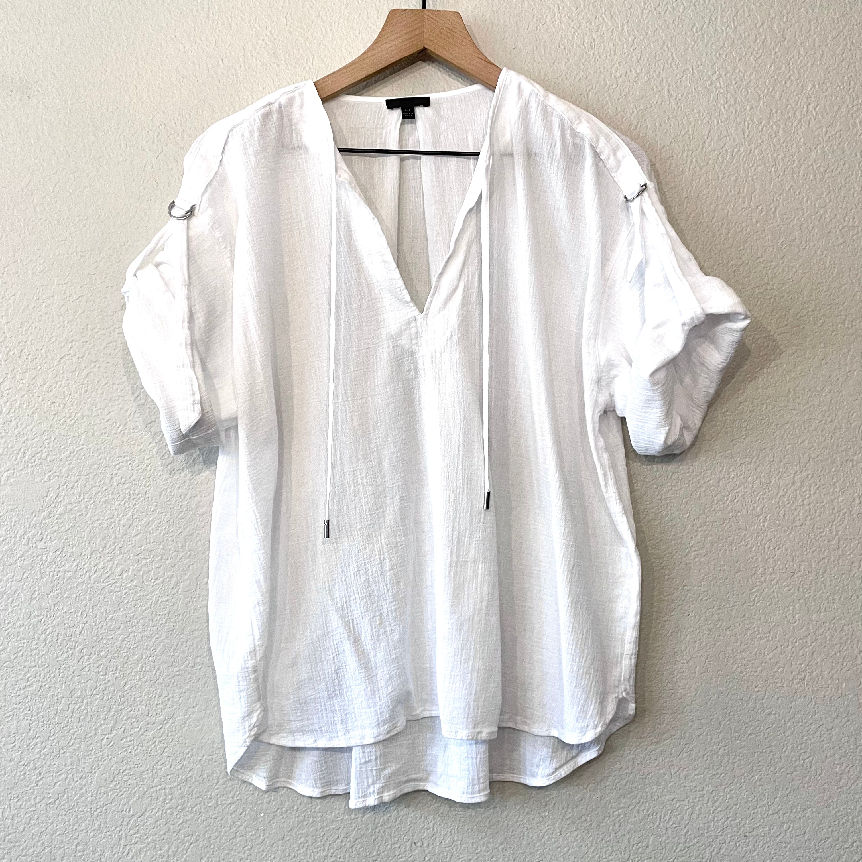 Rolled Sleeve Cotton Top