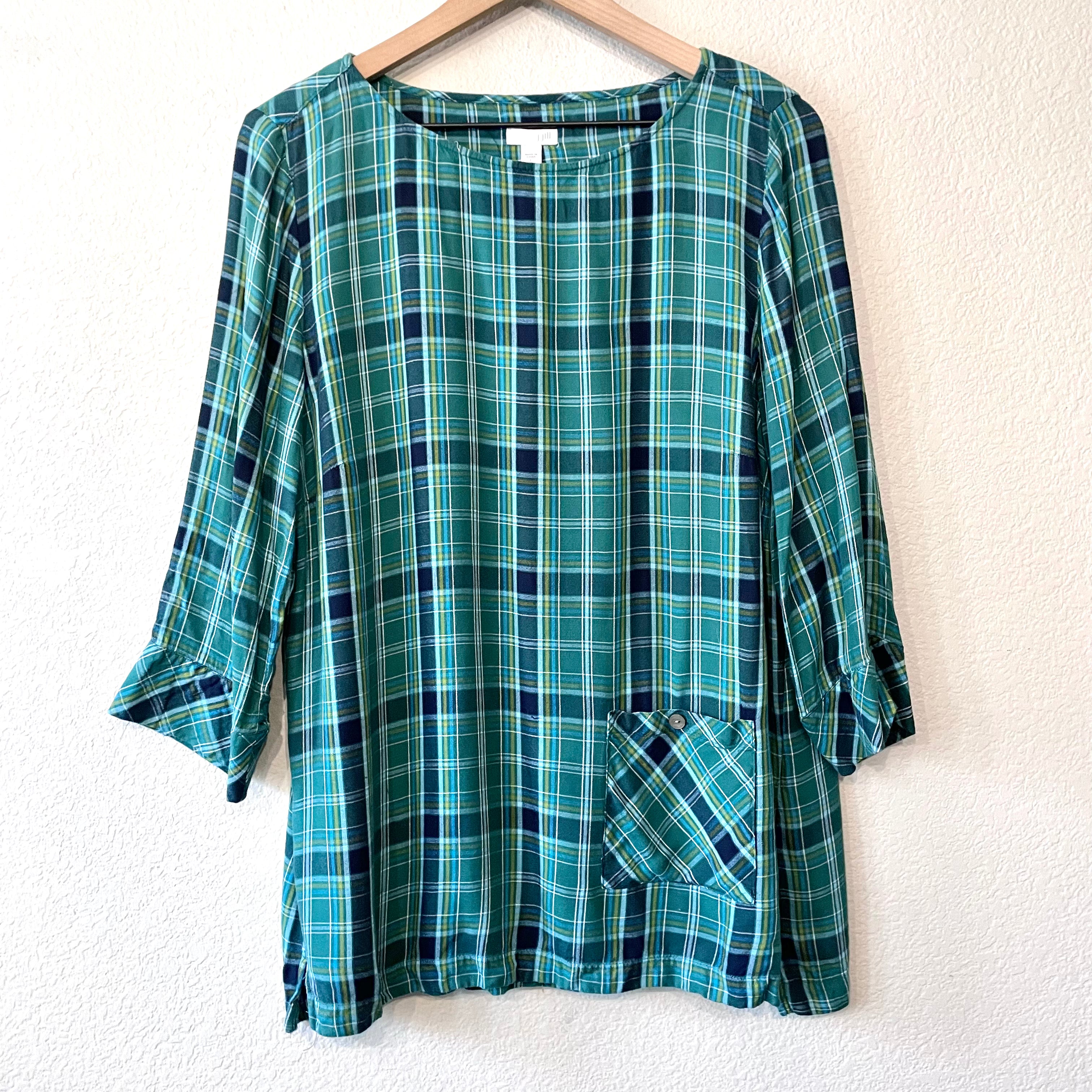 Plaid Popover Blouse