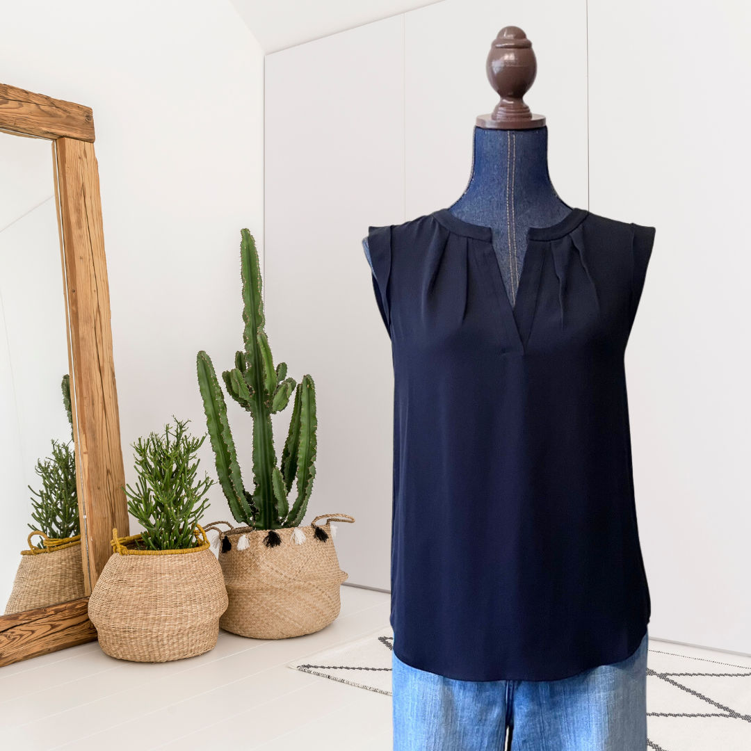 Sleeveless V-Neck Blouse