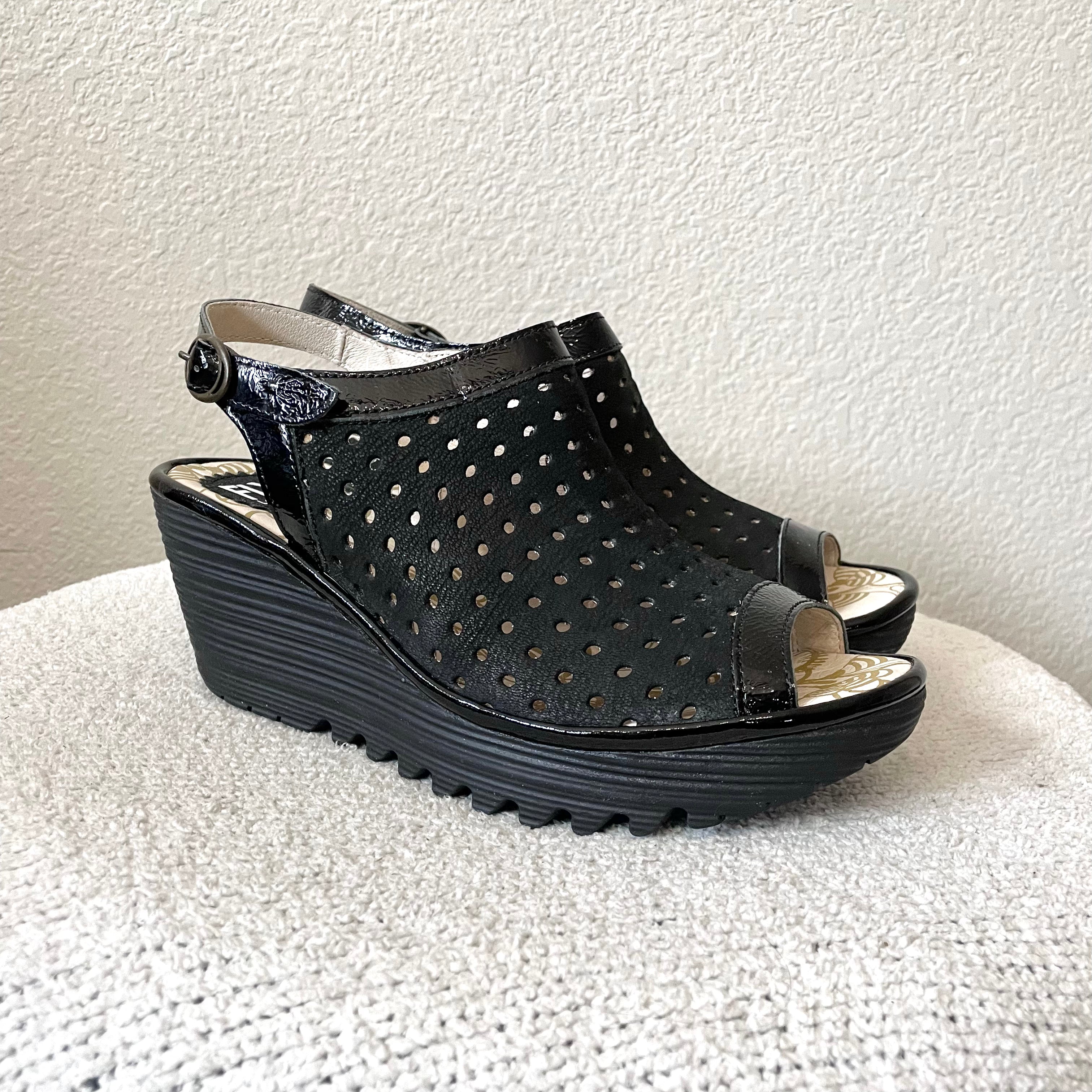 Perforated Wedge Sandals