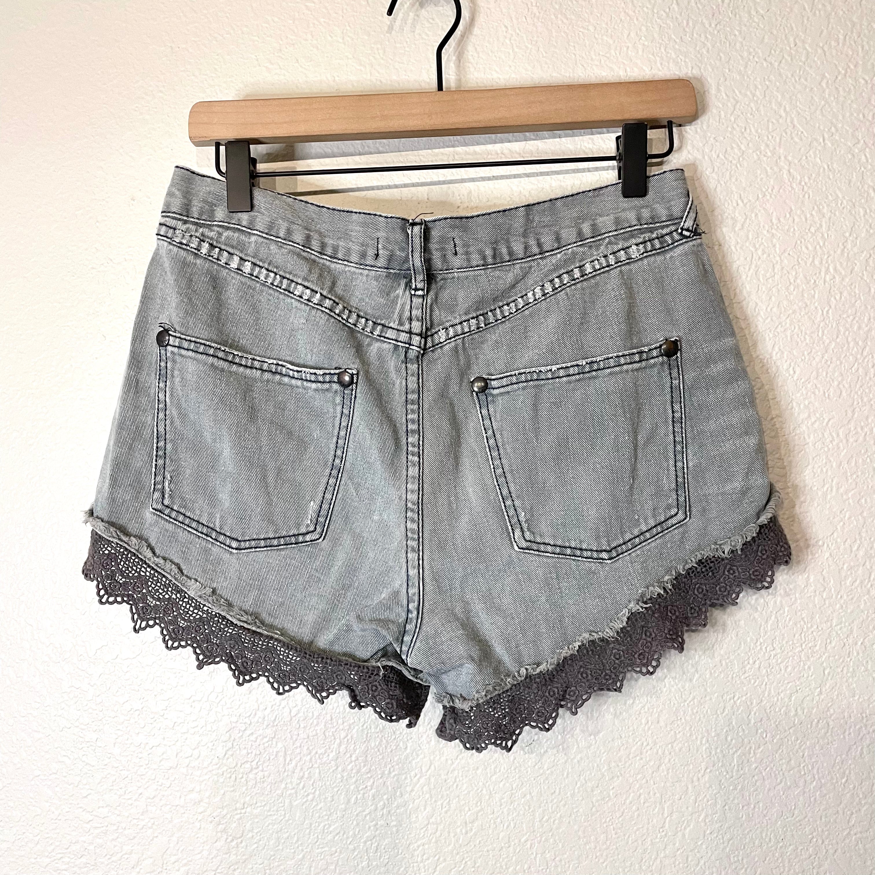 Lace Trim Jean Shorts