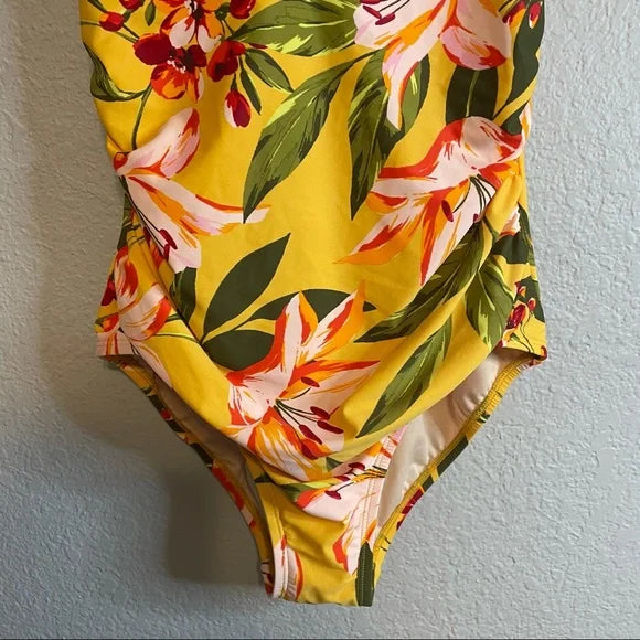 Floral Tortoise Ring Swim Suit