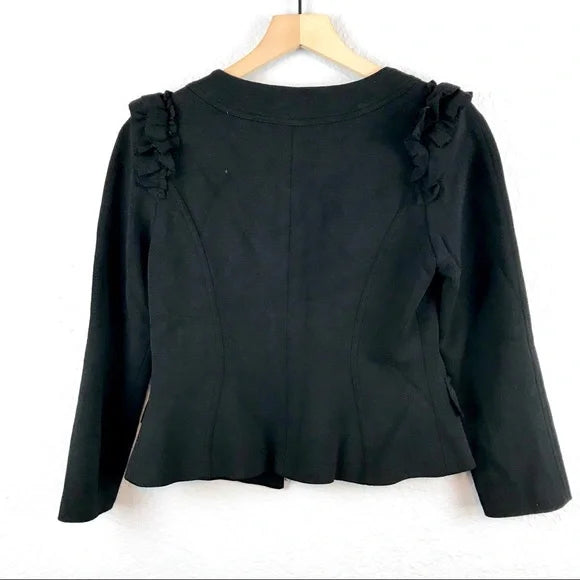 Zip Front Ruffle Blazer Jacket