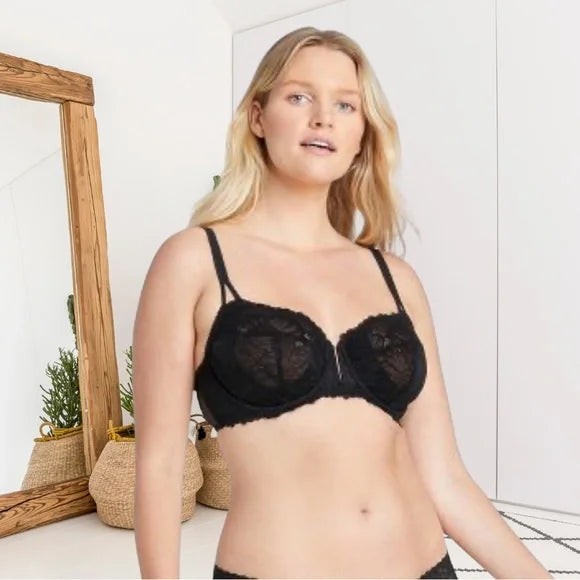 Unlined Lace Balconette Bra