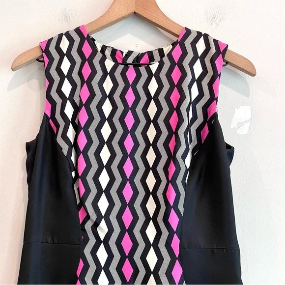 Geometric Silk Peplum Dress