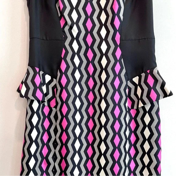 Geometric Silk Peplum Dress