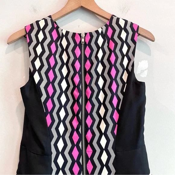 Geometric Silk Peplum Dress