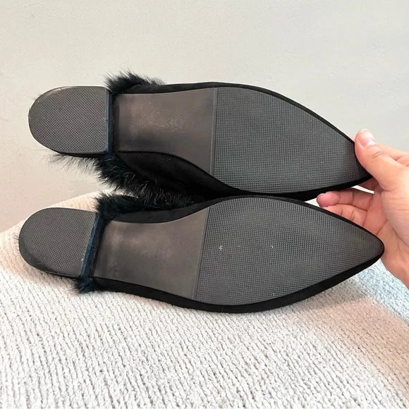 Faux Fur Lined Puff Mules