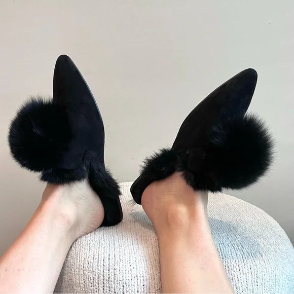 Faux Fur Lined Puff Mules