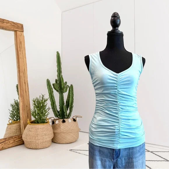 Sleeveless V-Neck Ruched Top