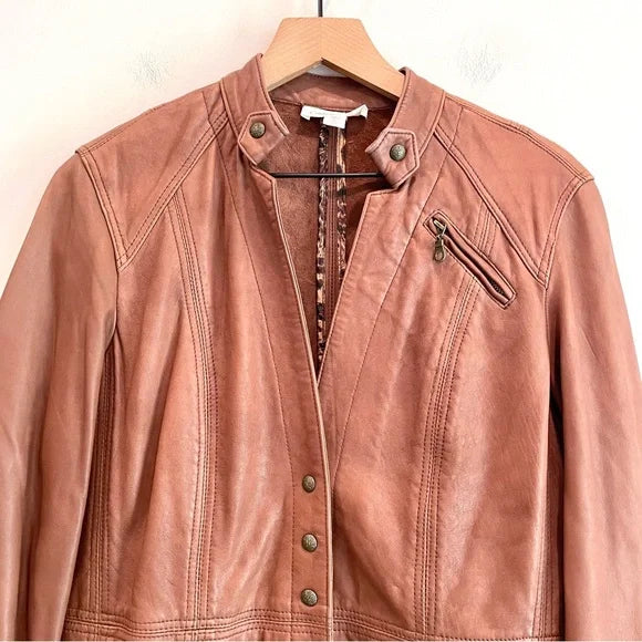 V-Neck Leather Jacket