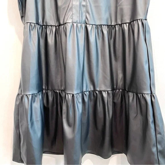 Faux Leather Tiered Dress