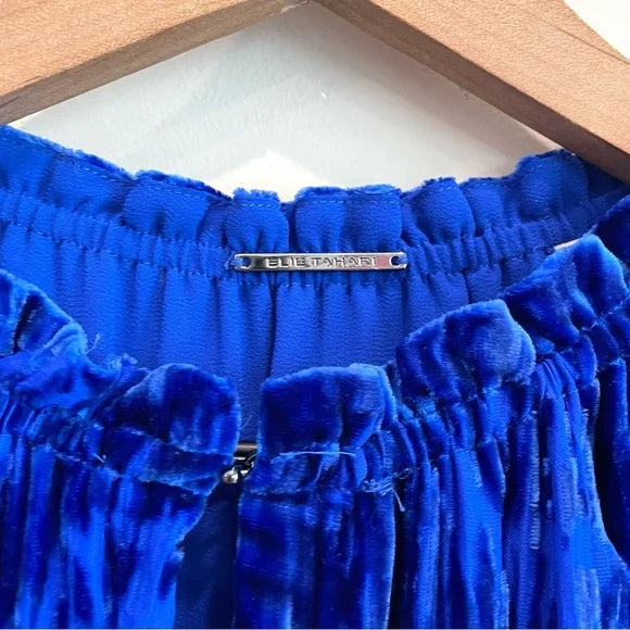 Silk Velvet Ruffle Neck Top