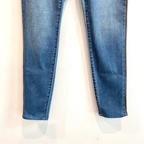 Leather Inset Skinny Jeans