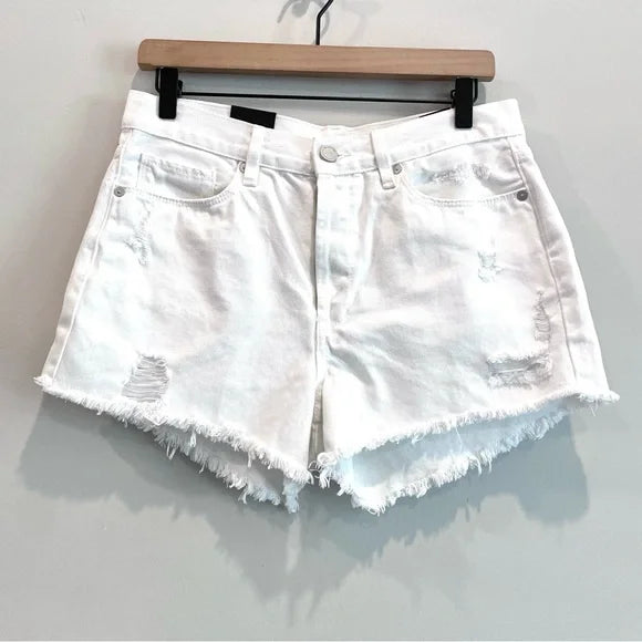 Button Fly Distressed Jean Shorts