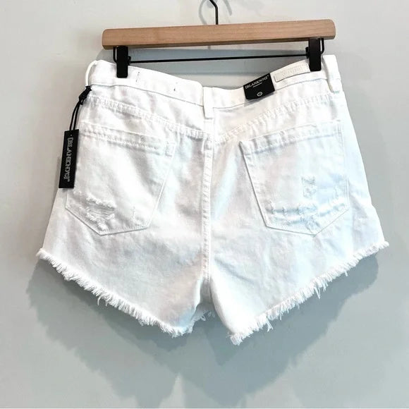 Button Fly Distressed Jean Shorts