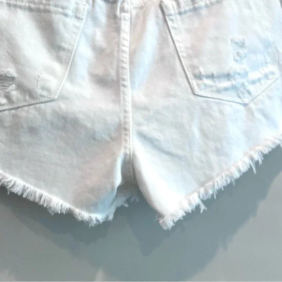 Button Fly Distressed Jean Shorts