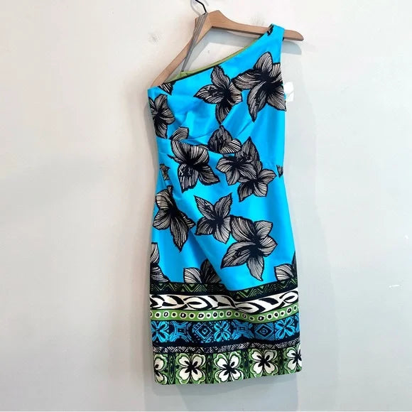 One Shoulder Tropical Floral Dress