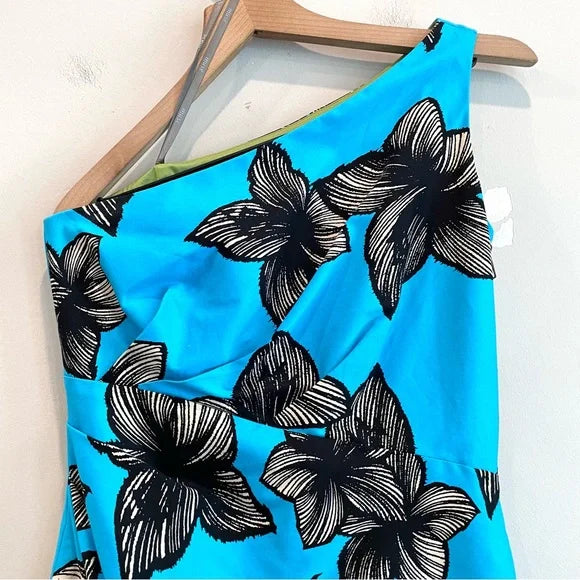 One Shoulder Tropical Floral Dress