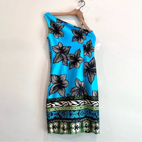 One Shoulder Tropical Floral Dress