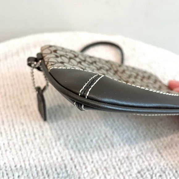 Logo Leather Trim Wristlet