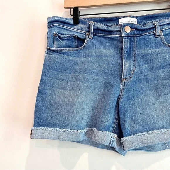 Cuffed Hem Jean Shorts