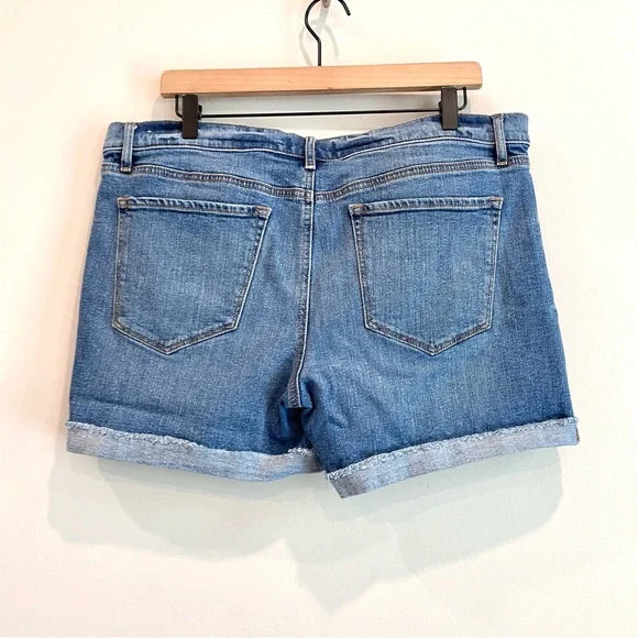 Cuffed Hem Jean Shorts