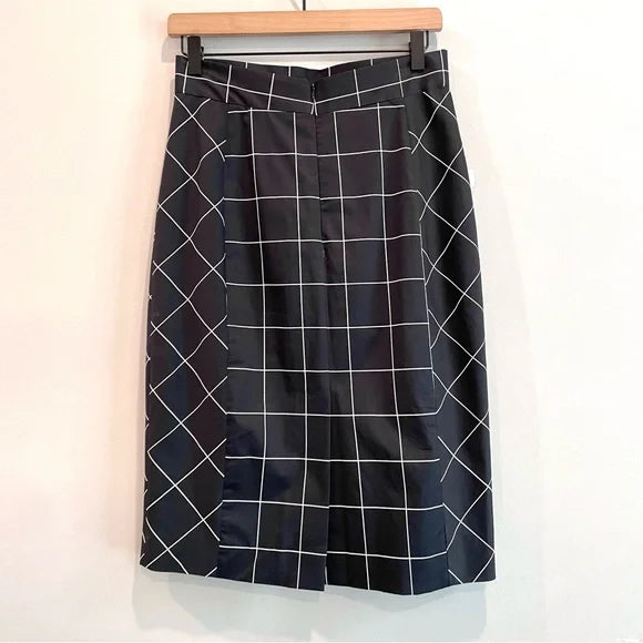 Windowpane Plaid Pencil Skirt