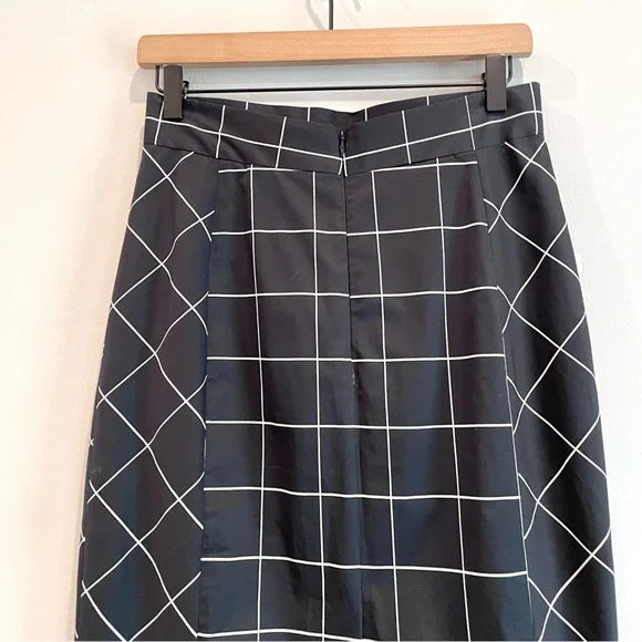 Windowpane Plaid Pencil Skirt