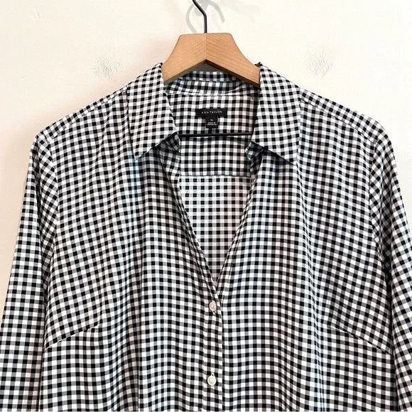 Gingham Plaid Button Down Top