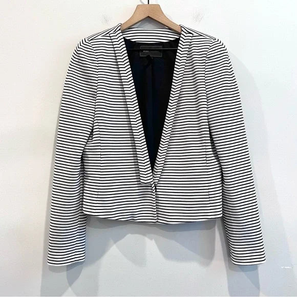 Striped Deep V-Neck Blazer Jacket