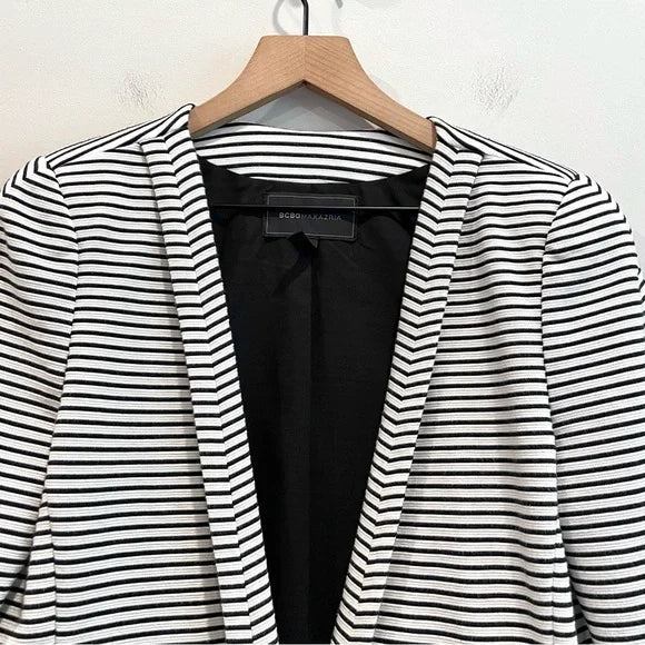 Striped Deep V-Neck Blazer Jacket