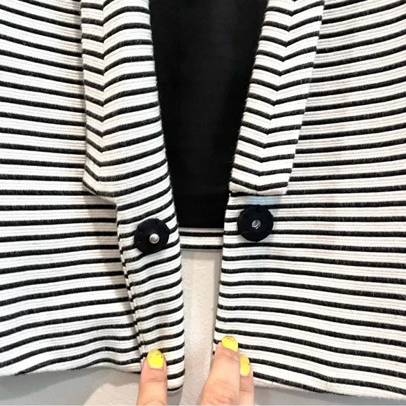 Striped Deep V-Neck Blazer Jacket