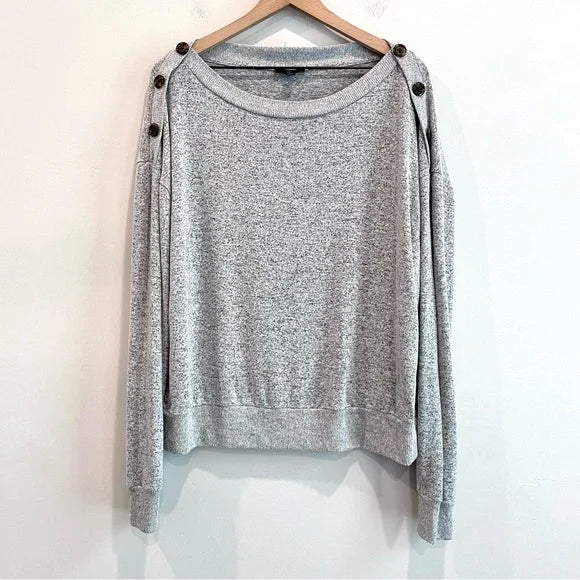 Marled Knit Button Shoulder Sweater