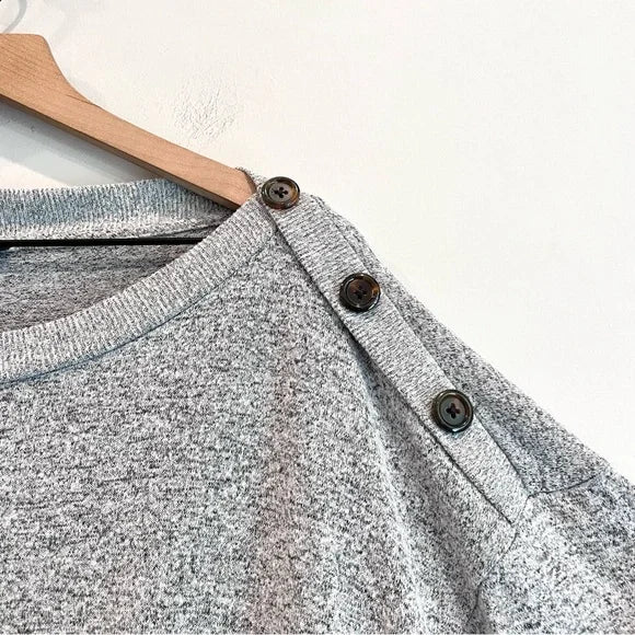 Marled Knit Button Shoulder Sweater