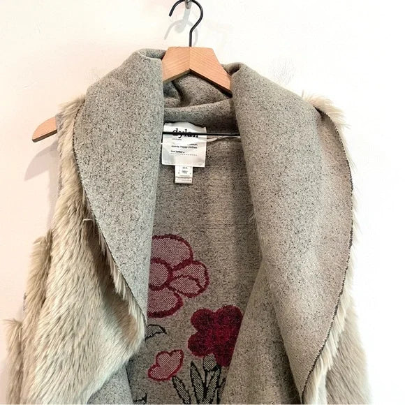 Faux Fur Floral Reversible Vest Jacket