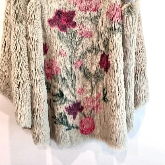 Faux Fur Floral Reversible Vest Jacket