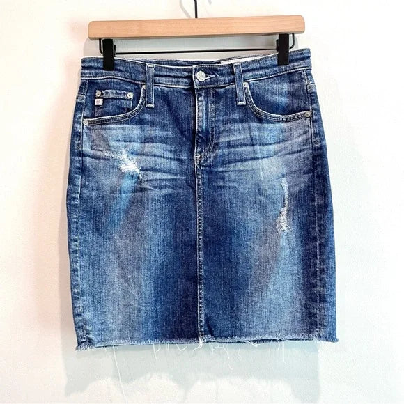 Distressed Pencil Jean Skirt