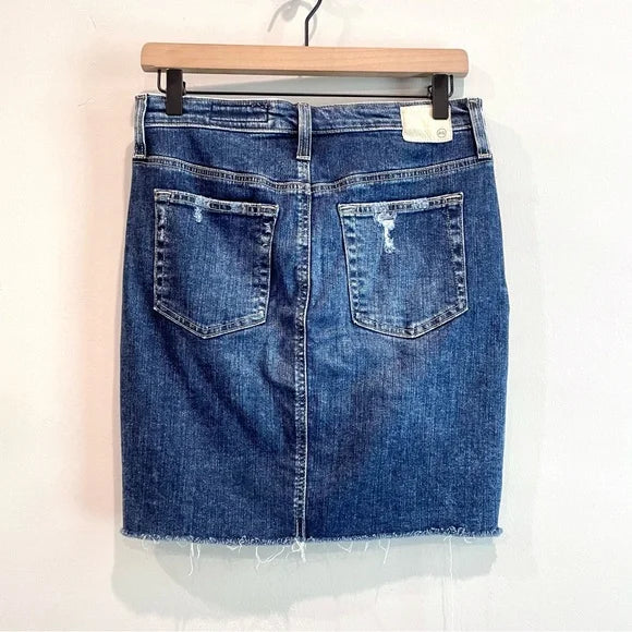 Distressed Pencil Jean Skirt