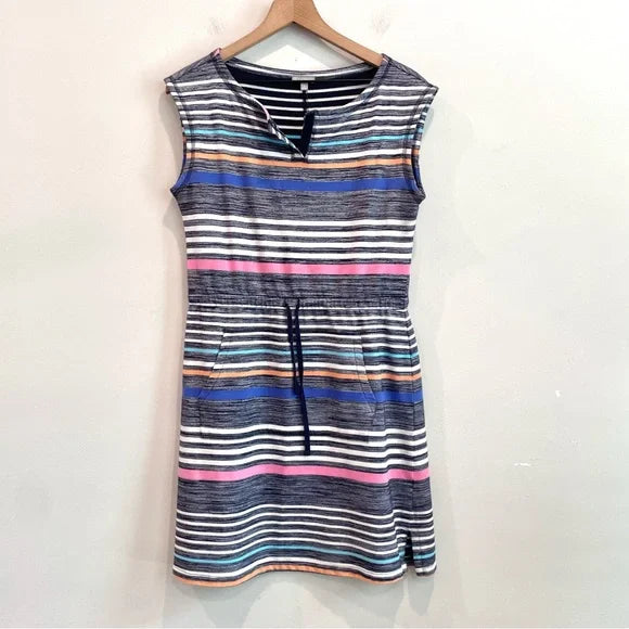 Striped Drawstring Waist Dress