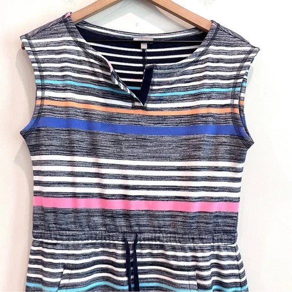 Striped Drawstring Waist Dress