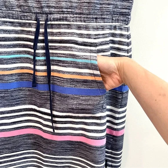 Striped Drawstring Waist Dress