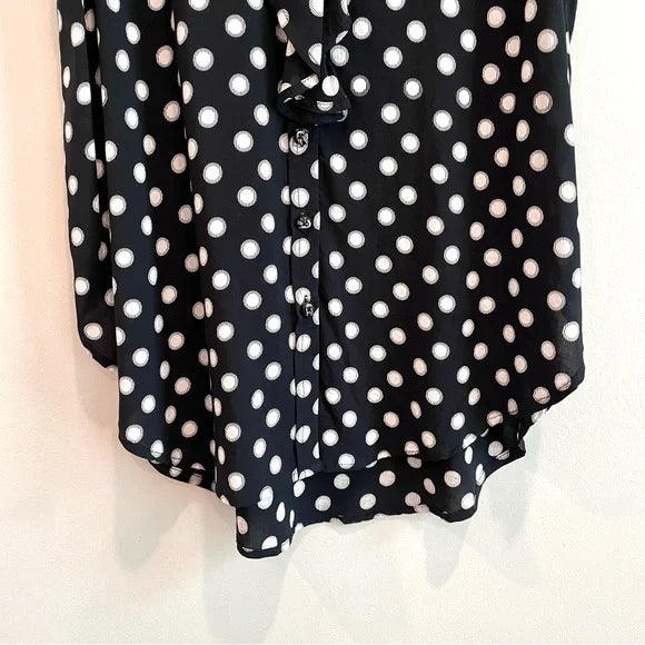 Polka Dot Ruffle V-Neck Top