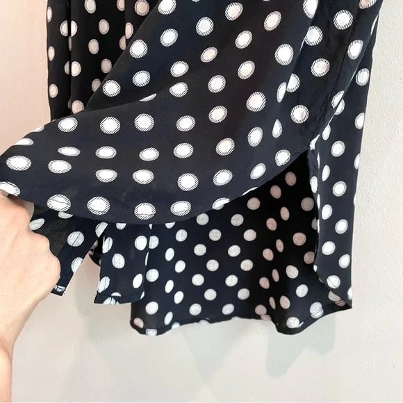 Polka Dot Ruffle V-Neck Top