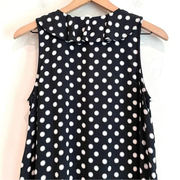 Polka Dot Ruffle V-Neck Top