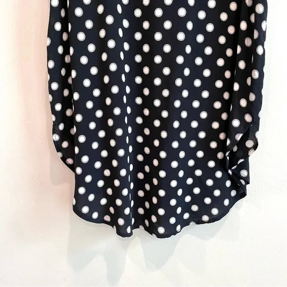 Polka Dot Ruffle V-Neck Top