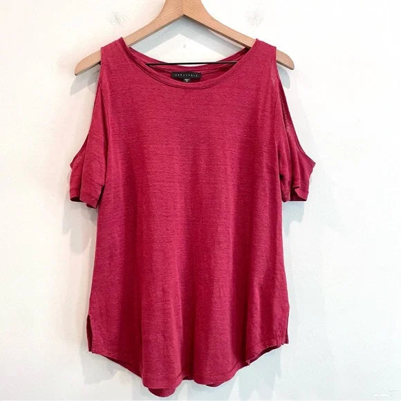 Cold Shoulder Linen Top