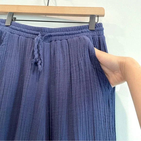 Tassel Trim Crop Gauze Pants