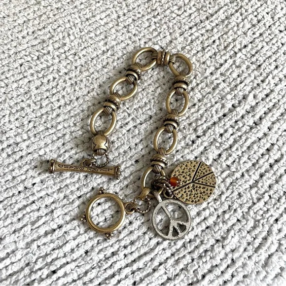 Link Peace Sign Charm Bracelet